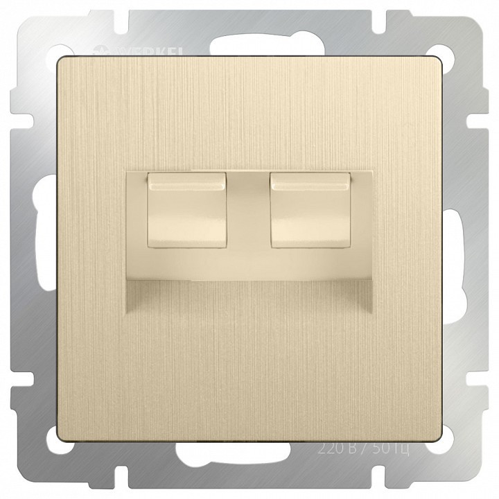 Розетка двойная RJ-11 и Ethernet RJ-45, без рамки Werkel Шампань рифленый WL10-RJ11-45