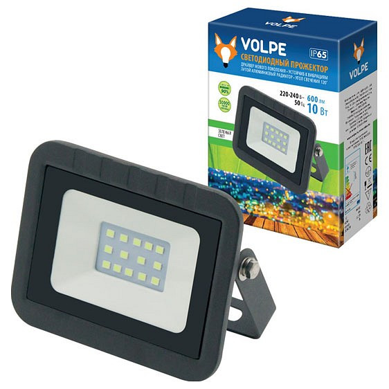 Светильник на штанге Volpe ULF-Q511 ULF-Q511 10W/GREEN IP65 220-240В BLACK картон