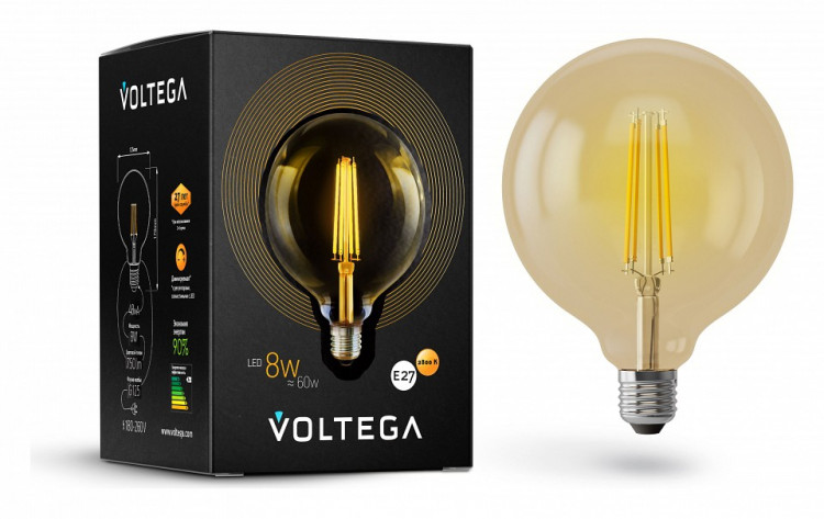 Лампа светодиодная Voltega Globe E27 8Вт 2800K 6838