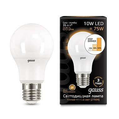 Лампа светодиодная Gauss 1025 E27 10Вт 3000-4100K 102502110-T