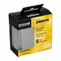 Розетка без заземления и со шторкой, без рамки с крышкой Stekker Эмили 49956