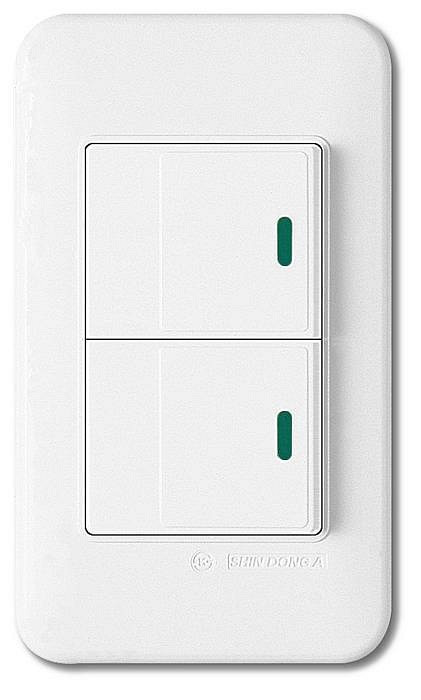 Выключатель двухклавишный с подстветкой Imex 70 Wide WH WSN 0425 WH
