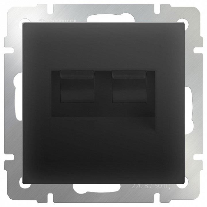 Розетка двойная RJ-11 и Ethernet RJ-45, без рамки Werkel Черный матовый WL08-RJ11+RJ45