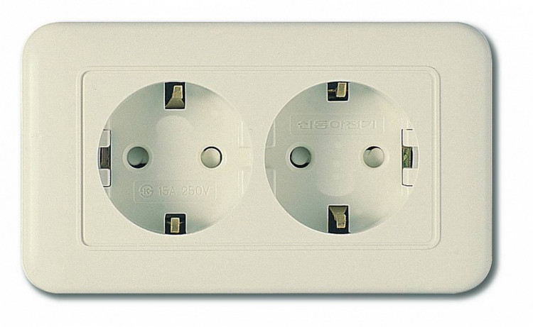 Розетка двойная с заземлением Imex 70 Wide Ivory WSN 1124