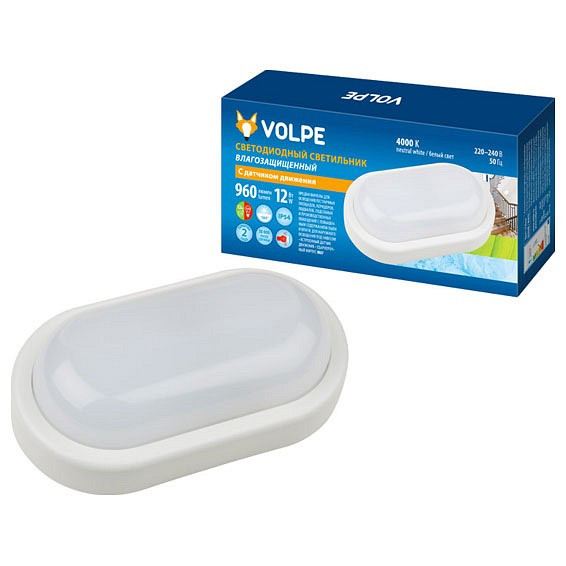 Накладной светильник Volpe ULW-Q2 ULW-Q212 12W/NW SENSOR IP54 WHITE