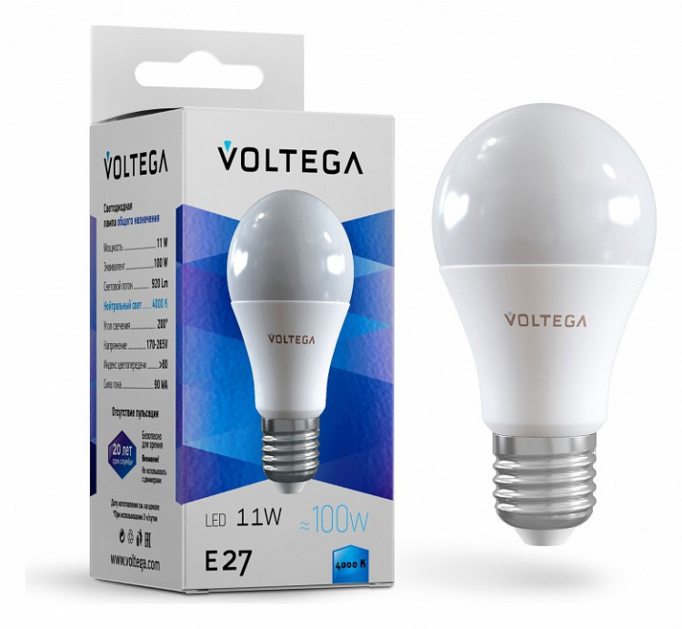 Лампа светодиодная Voltega Simple E27 11Вт 4000K 5738