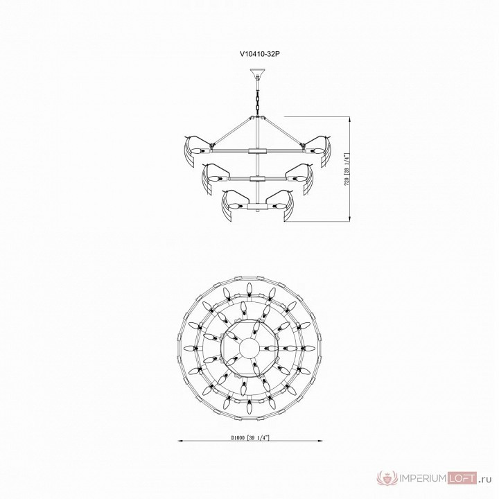 Подвесная люстра Moderli Justine MD_V10410-32P base_V10410-32P glass, V10410-32P base+V10410-32P glass, УТ000035371