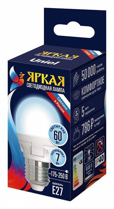 Лампа светодиодная Uniel яркая E27 7Вт 6500K UL-00011017